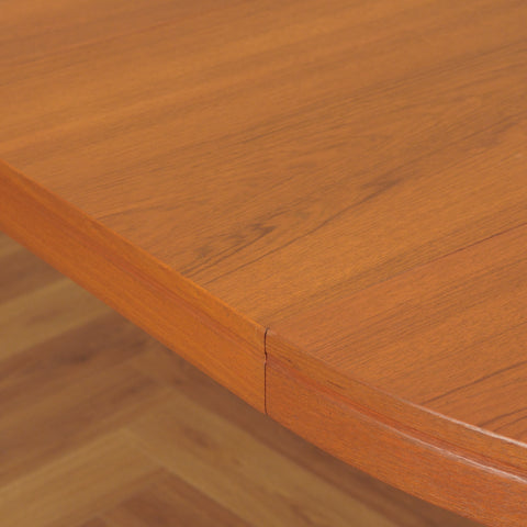 Swedish round dining table in teak by Skaraborgs Möbelindustri in Tibro