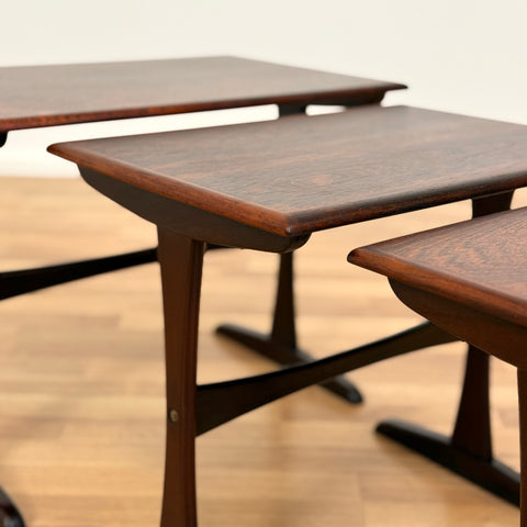 Set of 3 nest of tables in Santos rosewood, 1950s-60s Denmark