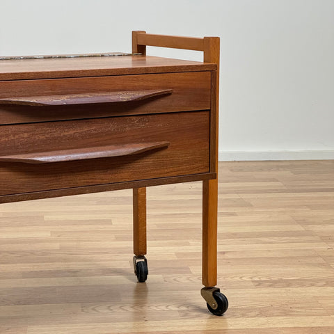 Mid-century Danish teak sewing trolley