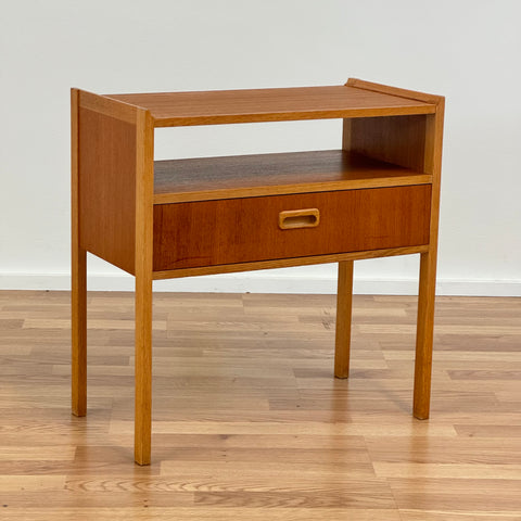 Hall table/bedside table in oak and teak