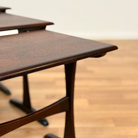 Set of 3 nest of tables in Santos rosewood, 1950s-60s Denmark
