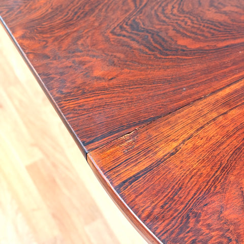 Round dining table in Santos rosewood with 1 ext., 1950s-60s, Denmark