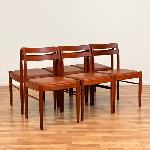 PRICE Set of 6 dining chairs in solid teak by H.W.Klein, 1950s-60s, Denmark - Beyo Vintage