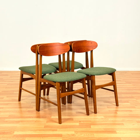 Swedish set of 4 dining chairs in teak and beech by IKEA, "Boel"