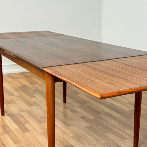 Dining table with 2 ext, Denmark, stained teak