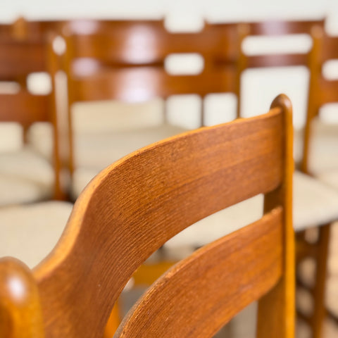 Set of 8 dining chairs in teak & beech, Denmark