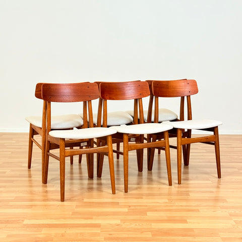 Danish set of 6 dining chairs in teak&oak