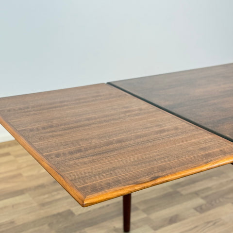 Dining table with 2 ext, Denmark, stained teak