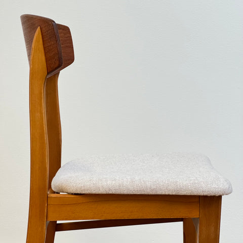 Set of 4 dining chairs, teak & beech