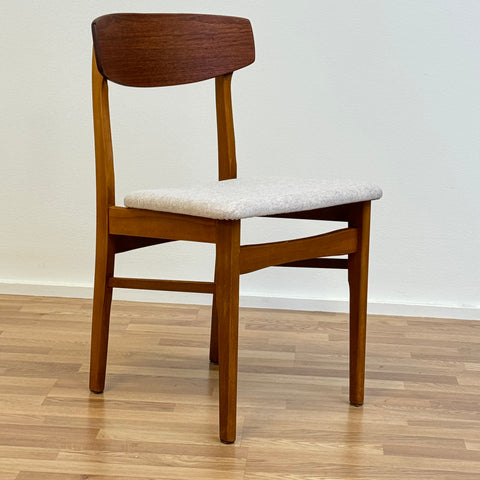 Set of 4 dining chairs, teak & beech