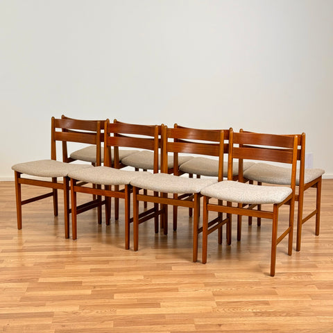 Set of 8 dining chairs in teak & beech, Denmark