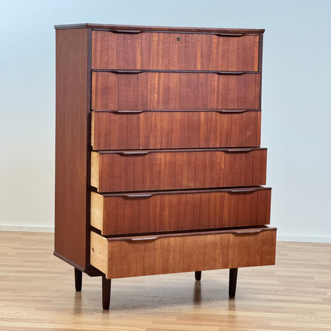 Vintage Danish chest of drawers in teak, 1950-60s.