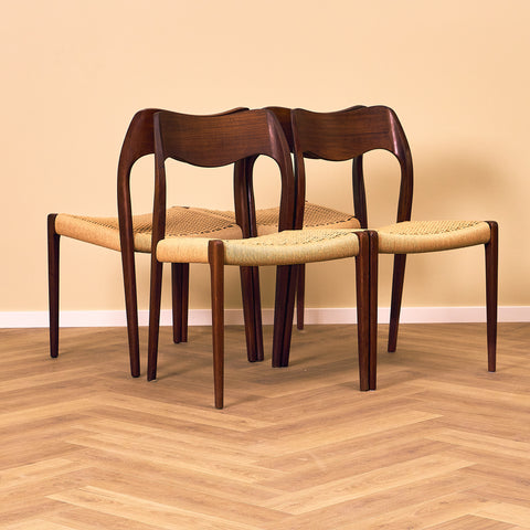 Danish set of 4 dining chairs in teak, model 71 by Niels O. Møller