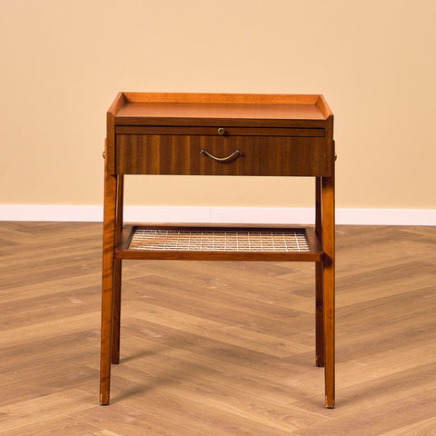 Swedish bedside table in mahogany & beech