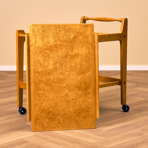 Swedish serving trolley in birch and beech