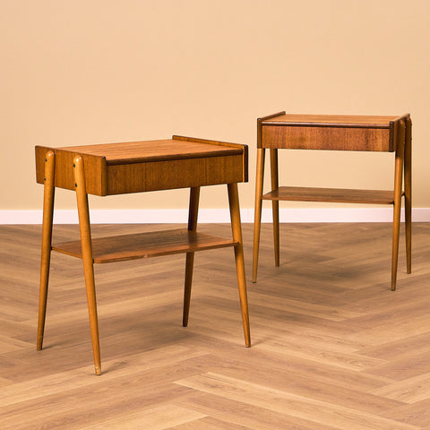 Swedish bedside tables in teak by Carlström & Co Möbelfabrik