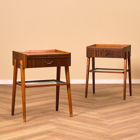 Swedish bedside table in mahogany & beech