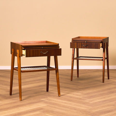 Swedish bedside table in mahogany & beech