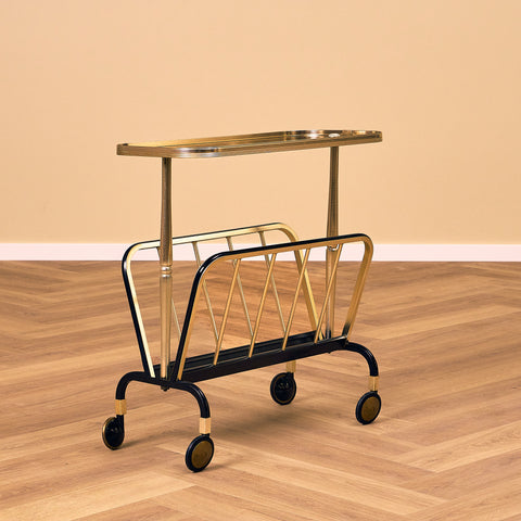 Danish serving trolley with magazine shelf by AJ Hagensen, Nørresundby