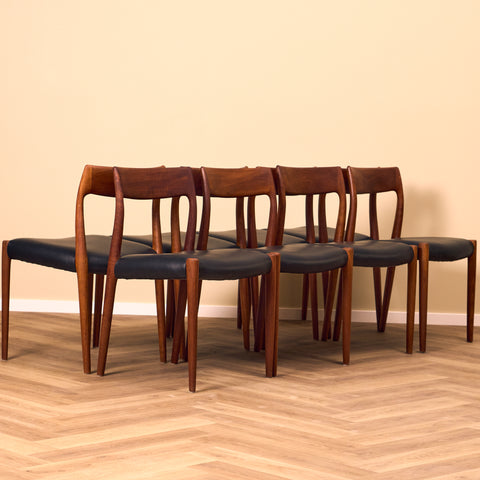 Danish dining chairs in solid teak by Niels Otto Møller, model 77