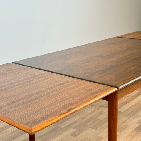 Dining table with 2 ext, Denmark, stained teak