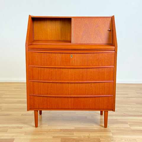 Mid Century Danish Teak Secretaire/ Make-Up Chest of Drawers, 1960s