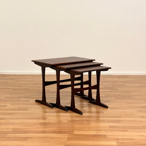 Set of 3 nest of tables in Santos rosewood, 1950s-60s Denmark