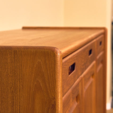 Danish Solid Teak Sideboard with Panelled Doors