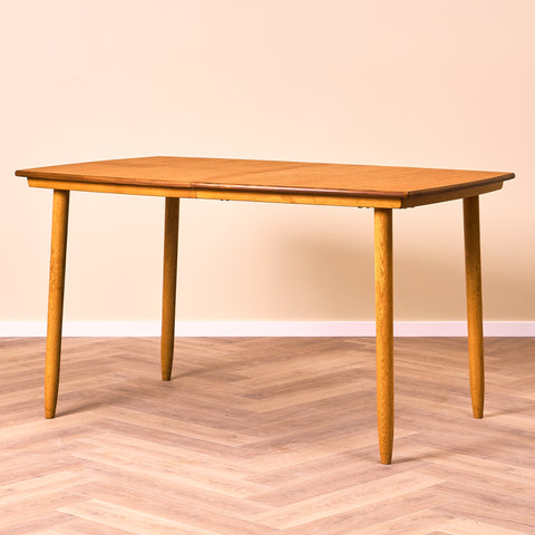 Swedish dining table in teak & oak by Bränntorps