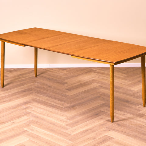 Swedish dining table in teak & oak by Bränntorps