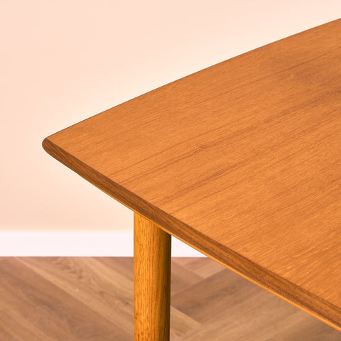 Swedish dining table in teak & oak by Bränntorps