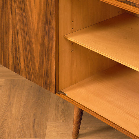 Swedish sideboard in walnut by Bertil Fridhagen for Bodafors, model 'Fasett'