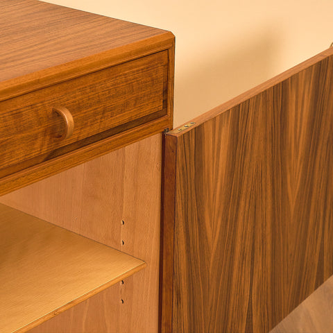 Swedish sideboard in walnut by Bertil Fridhagen for Bodafors, model 'Fasett'