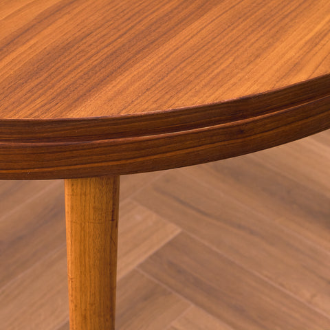 Swedish round dining table in walnut by Skaraborgs Möbelindustri, Tibro