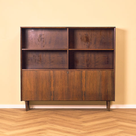 Danish Santos Rosewood Bookshelf with Drop-Front Desk