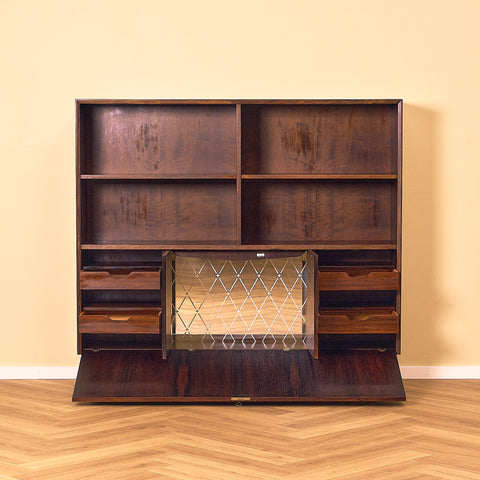 Danish Santos Rosewood Bookshelf with Drop-Front Desk
