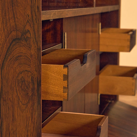 Danish Santos Rosewood Bookshelf with Drop-Front Desk