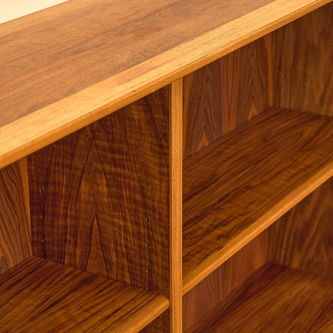 Swedish shelf with glass in walnut by Bertil Fridhagen for Bodafors