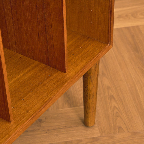 Danish Teak Record Cabinet with Oak Legs