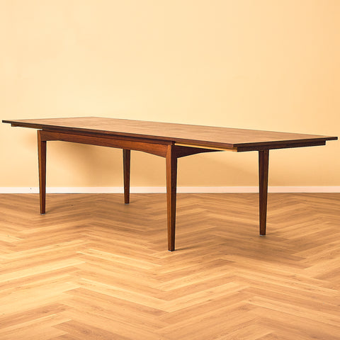 Large Danish dining table in Santos rosewood by Bramin