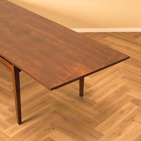 Large Danish dining table in Santos rosewood by Bramin