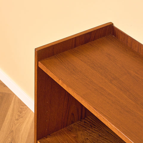 Low Swedish Teak Bookshelf with Gallery Top