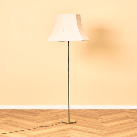 Swedish Brass Floor Lamp with Fabric Shade