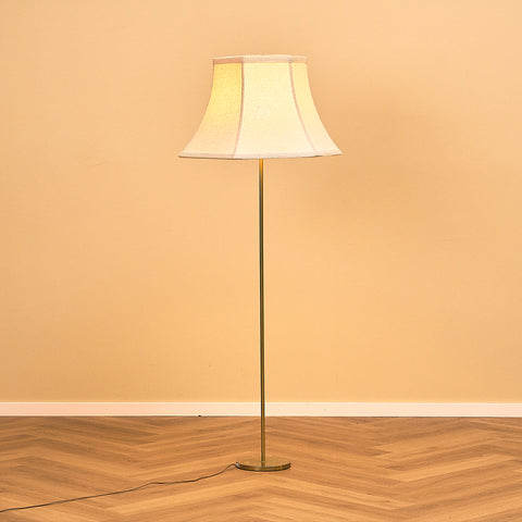 Swedish Brass Floor Lamp with Fabric Shade