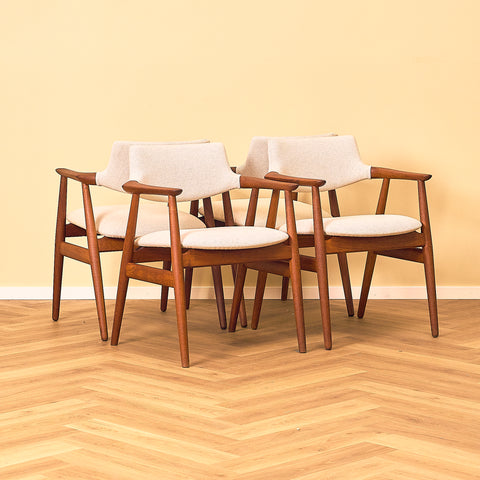 Danish dining armchairs in teak by Erik Kirkegaard for Glostrup Møbelfabrik