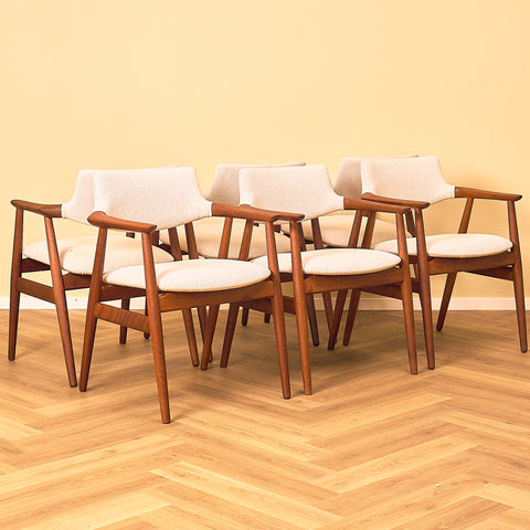 Danish dining armchairs in teak by Erik Kirkegaard for Glostrup Møbelfabrik