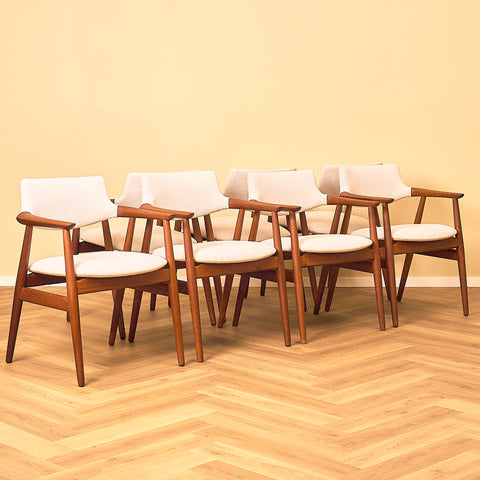 Danish dining armchairs in teak by Erik Kirkegaard for Glostrup Møbelfabrik