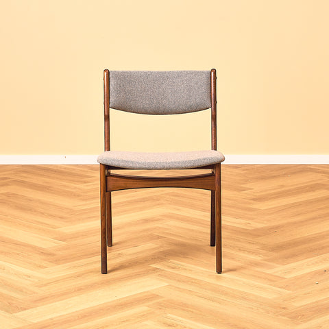 Danish set of 6 dining chairs in solid walnut by Erik Buch