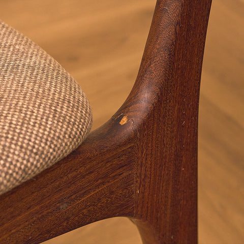 Danish set of 6 dining chairs in solid walnut by Erik Buch