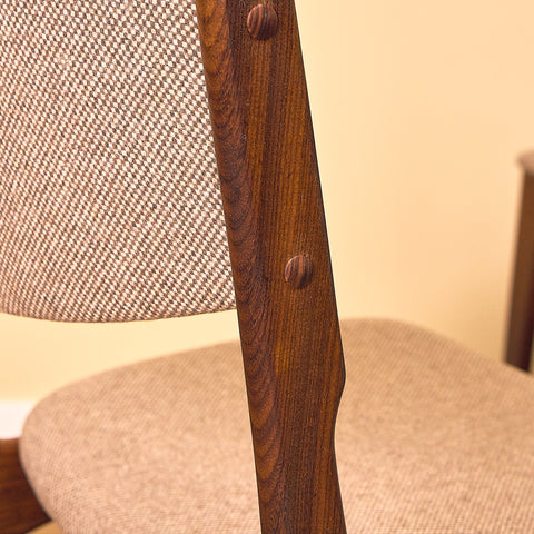Danish set of 6 dining chairs in solid walnut by Erik Buch